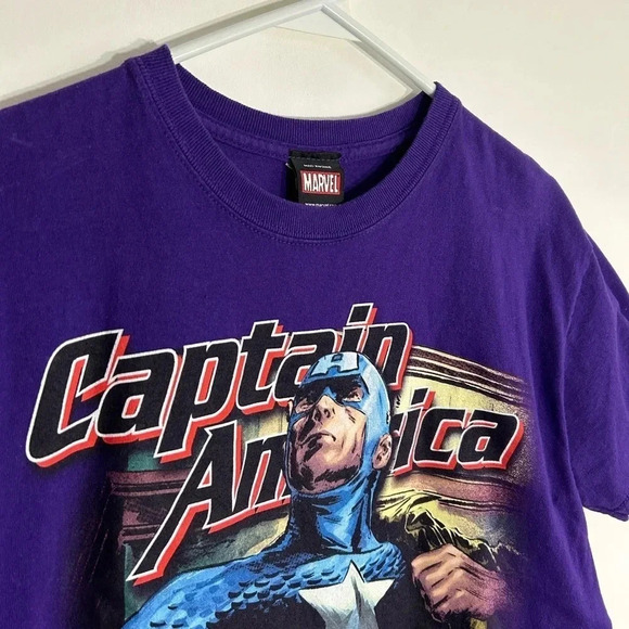 Mad Engine Captain America Marvel Purple Shirt Mens Size M - Picture 2 of 3